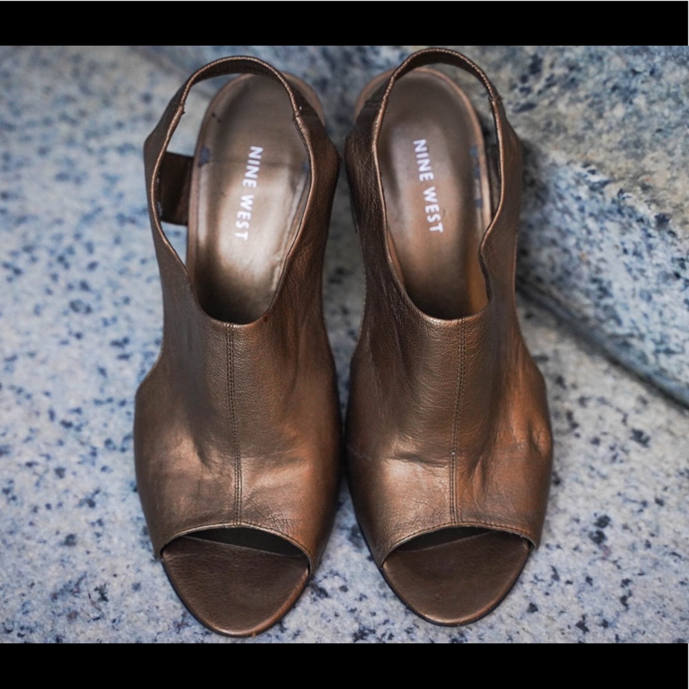 Nine West bronze open toe heels